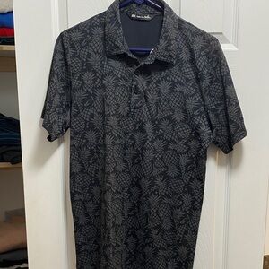 Travis Mathew Black Pineapple Print Polo